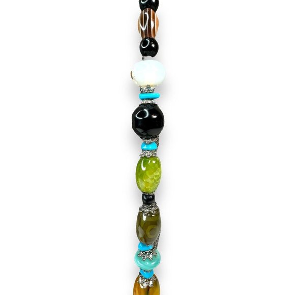 Vintage Natural Genuine Stone Glass Chunky Necklace 30” - Picture 6 of 16